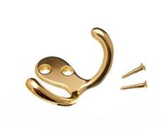 Onestopdiy - Gancio doppio per appendiabiti rivestito in ottone con viti (confezione da 4)