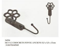 Set 2pz gancio appendino attaccapanni in fusione ghisa a forma di rubinetto vecchio, dimensioni cm 13