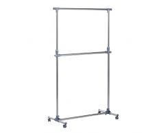 HOMCOM Stender Appendiabiti con Altezza ed Estensione Regolabili, 4 Ruote Girevoli, Acciaio Inox e ABS, 165x48x180cm