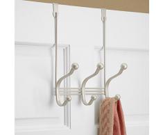 Interdesign, Barra con 3 ganci appendiabiti da porta, Grigio (Grau)