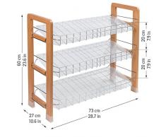 Tatkraft Firm Scarpiera Porta Scarpe Scaffale a 3 Ripiani in Legno e Acciaio Montaggio Senza Utensili 73 X 27 X 60H cm