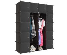 TecTake Scaffale armadietto modulare Mobile scaffalatura mensola per Scarpe Bagno Sistema di Plug-in Cuba con Appendiabiti - Disponibile in Diversi Colori - (Nero | No. 401580)