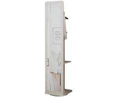 YLCJ Appendiabiti in Legno massello con Appendiabiti da Terra a Specchio a Figura Intera Appendiabiti da casa rotabile (Colore: Bianco)