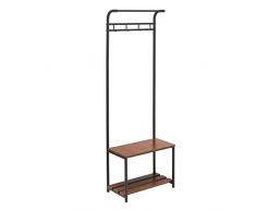 Amazon Basics - Appendiabiti con quattro ganci, panca e due ripiani per riporre le scarpe, Nero, 59.9 cm x 33 cm x 175.2 cm
