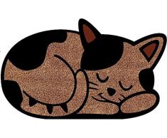 INTRECCI Zerbino Ingresso Gatto In Cocco 40x70 cm, Zerbino Ingresso Casa Fantasia, Zerbino Retro PVC Antiscivolo, Tappetino Esterno Animali