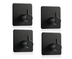 WDJLNZB Ganci Adesivi, Ganci Appendiabiti Adesivi, 4 Piezas Ganci Adesivi Acciaio Inox, Gancio Autoadesivo Bagno, Ganci Portasciugamani Cucina da Appendere, Ganci da Parete per Bagno Cucina Porta