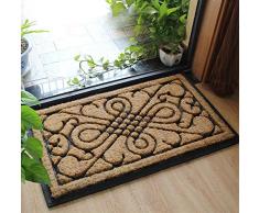 Liveinu Zerbino Tappetino per Ingresso Rettangolare Barocco in Cocco e Gomma Antiscivolo per Interni e Esterni 60x90cm Stil 2