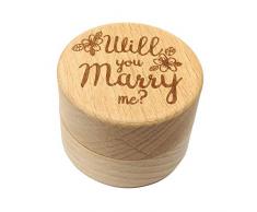 Mysticall Portacappelli con anello in legno per matrimoni, portaconfetti, portaconfetti