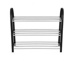 Scaffale per scarpe, scaffale per scarpe in metallo in plastica + alluminio fai da te(Medium three-story)