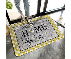 917 Tappetino da Bagno Api Margherita Plaid Giallo Trama Alveare Venatura del Legno Zerbino da Interni Lavabile Tappeto Doccia Rettangolare Zerbini per Balcone Terrazzo Giardino 40x60 cm
