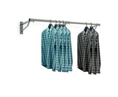 The Shopfitting Shop, bastone appendiabiti da parete, tubo da 32 mm, lunghezza 2,4 m, cromato