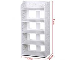 Generic yc-uk2 – 160920 – 58 < 1 & 6000 * 1 > er unità intagliato HOL Carved Hollow 5 Tiers shoe stand corridoio scaffale bianco organizer a 5 ripiani SHO