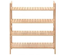 vidaXL Legno Massello di Noce Scarpiera 4 Ripiani Portascarpe Mensole Scarpe