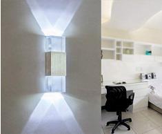 Unimall 6W Illuminazione per Interni Luce Sopra Sotto Lampada da Parete per Interni in Alluminio Applique Parete a LED decorativa per Casa Armadio Corridoio Soggiorno Hotel Bianco Freddo