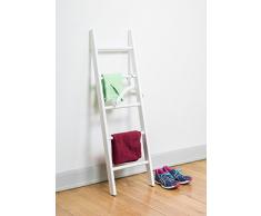 Scala appendiabiti per bambini. Laccata in bianco. Legno di faggio massiccio Odenwald. Valutazione: 5 stelle. Prodotto in Germania. Mobile per bambini, appendiabiti uomo morto