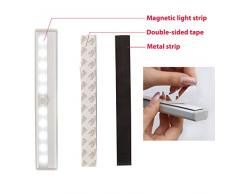 Lampada Armadio con Sensore, Luce sensore di movimento, batterie AAA, Luce Notte per Comodino, Corridoio, dentro a Cassetti e Pensili, Automatica e senza fili, incl. 10 LED integrati, Confezione da 2