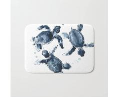 Tappeto da Bagno Tartaruga Tartarughe Marine Che Nuotano Tartaruga Blu Indaco Art Tappeto Doccia Resistente Zerbino Assorbente Tappeto da Cucina per Casa Esterno Terrazzo 40X60Cm