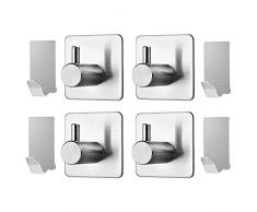 Geekerchip 8 Pezzi Ganci Adesivi,Ganci Appendiabiti in Acciaio Inox,Appendini Adesivi,Bagno Portasciugamani,Autoadesivo Forte,per Cucina e Bagno