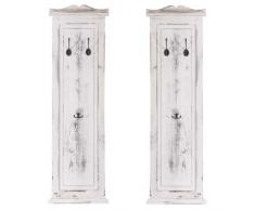 Mendler Serie vintage set 2x appendiabiti attaccapanni legno paulonia 6x32x109cm - bianco