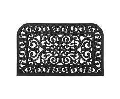Relaxdays Zerbino in Gomma, Effetto Ghisa, 75x45 cm, Antiscivolo, Impermeabile, Tappetino Entrata, Indoor&Outdoor, Nero, 100%, 1 pz