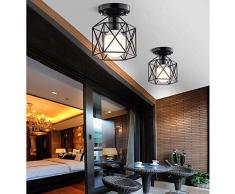 WCJ Luce di soffitto di Stile Vintage Industriale Luce a soffitto Supporto Semi a Livello Carrello Cage da Letto Guardaroba Soggiorno Lampada da soffitto