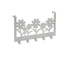 Meister 262567 - Appendiabiti da porta, con 5 ganci, 300 mm, motivo floreale, cromatura opaca
