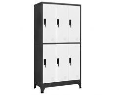 Festnight Armadietto Spogliatoio, Armadio in Metallo, Armadietti Spogliatoio Metallici, Armadietto con Serratura in Acciaio Antracite e Bianco 38x45x180cm