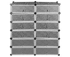 Guardaroba Modulare, Armadietto Fai da Te, Scaffale a 6 Ripiani 2 Righe con Scomparti a Cubo, Mobiletto in Plastica,Scaffale armadietto modulare Mobile