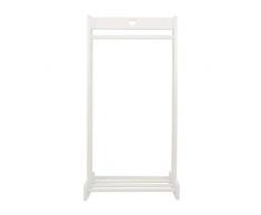 Puckdaddy, appendiabiti in stile vintage con cuore intagliato Svetje 60x30x120 cm, porta abiti per bambini, guardaroba per la cameretta, attaccapanni con porta scarpe, in legno laccato bianco