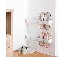 E-Meoly - Set di 4 pezzi di mensole porta scarpe in plastica da parete, da utilizzare all’ingresso della casa, sulle porte, ecc. White