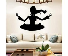 Creativo Yoga Adesivo Da Parete In Vinile Decorazioni Per La Casa Attaccapanni Per Camerette Decorazioni Per Bambini Adesivi Creativi-58Cm X 84Cm Nero