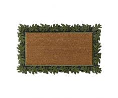 Relaxdays Zerbino in Gomma e Cocco, Esterni e Interni, 45x75 cm, Antiscivolo, Design a Foglie, da Ingresso, Verde, 1 pz