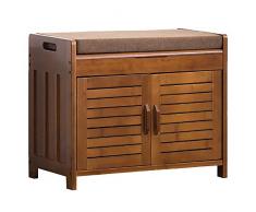 JQQJ Pouf Cassapanca Bamboo Scarpe Panchina, Ingresso Bagagli Scarpiera Bagagli Ottomani Bagagli Sgabello Pouf Cubo (Color : Natural, Size : 59.5x32.5x49cm)