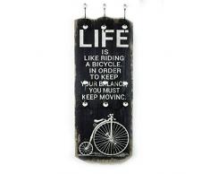 UMOI Appendiabiti da Parete e da corridoio, in Legno Anticato Massiccio con 6 Ganci massicci, Stile Shabby Chic, 100 x 40 cm, Nuovo Modello (Life)