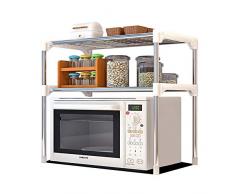 Nuobo, mensola da cucina per microonde, mensola porta spezie, organizer da bagno, organizer per libri, scarpe, mensole regolabili in acciaio inox per forno e stoviglie staccabili 2 ripiani