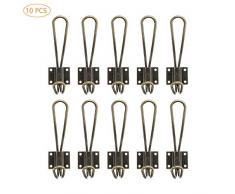 10 PCS Ganci a Doppia Parete retrò, Grucce in Bronzo Vecchio Stile, Ganci a Parete retrò Possono Essere Usati Come Appendiabiti/Asciugamani/Vestiti/Cappelli/Armadio/Bagno/Camera da Letto