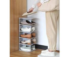 shoe rack Scarpiera 6 Livelli Conservazione Scarpe Mensola Organizzatore a Prova di Polvere Materiale PP può la Regolazione Montaggio Installazione Facile Grigio