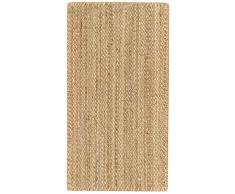 HAMID - Tappeto in Juta Granada 100% Fibra di Iuta Naturale, Tappeto Morbido e ad Alta Resistenza, Tessuto a Mano, Soggiorno, Camera da Letto, Tappeto Corridoio, Naturale (110x60cm)