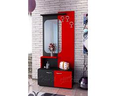 Arredodacasa.com Armadietto Appendiabiti Moderno Mobile Per Ingresso grafite e rovere Con Mensola Specchio Tre Ganci Appendiabiti E Vano Contenitore Con Ante IU21