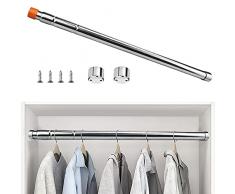 XAVSWRDE Asta Appendiabiti per Armadio Estensibile 58-100cm Asta Appendiabiti Regolabile Diametro 25 mm Barra Telescopica per Armadio in Acciaio Inossidabile con 4 Viti Adatto allUso in Armadi
