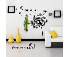 00406 Adesivo murale con ganci per appendiabiti Wall Art - Soffione appendiabiti 2 - Misure 155x160 cm - nero - Decorazione parete, adesivi per muro, carta da parati