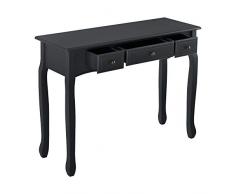 [en.casa] Tavolo Consolle Vintage con 3 Cassetti 78x100x35 da Salotto/Ingresso/Soggiorno Nero