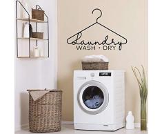 Lavanderia Lavaggio A Secco Wall Sticker Lavanderia Appendiabiti Segno Stickers Murali Lavanderia Room Decor Carta Da Parati Vinile Lavanderia Decorazione Porta 55x85 cm