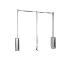 Emuca - Appendiabito saliscendi per Armadio, Barra Appendiabiti saliscendi,Largo Regolabile 830-1150mm, Cromato