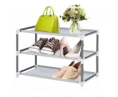 Scarpiera Piccola, Scaffale Portascarpe Impilabile a 3 Livelli, Scarpiera Salvaspazio in Tessuto Non Tessuto, Scaffale Portascarpe Versatile in Metallo per Ingresso Soggiorno Camera da Letto Cucina