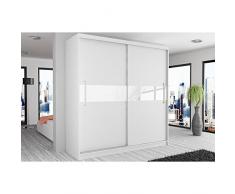 JUSThome Simply II Armadio ingresso Guardaroba 218x133x60 cm Colore: Bianco Opaco | Bianco Lucido