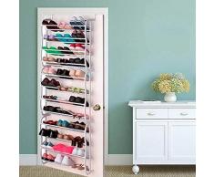 BAKAJI Scarpiera Salvaspazio Dietro Porta Muro Parete 12 Ripiani Slim Modulabile Altezza 183 cm Scaffale Organizer per Scarpe