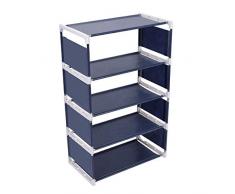 TankerStreet - Scarpiera a 5 ripiani, impilabile, in acciaio inox, in tessuto, salva-spazio, impermeabile, per porta, 41 x 21 x 18 cm, blu scuro