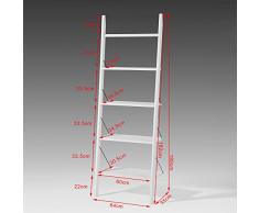 SoBuy® Scala appendiabiti,mensola Scala ,mensola angolare,scaffale componibile, bianco, FRG100-W,IT