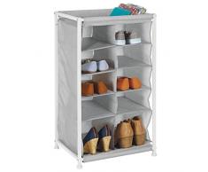 mDesign Mensola porta scarpe – Pratico scaffale con ripiani in fibra sintetica e struttura in metallo per lingresso o il ripostiglio – Scaffali portascarpe con 10 spaziosi scomparti – grigio